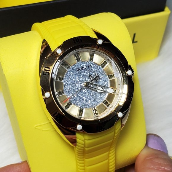 Invicta Watch Stainless Steel Silicone Gold Yellow Women Accessories Watch - Picture 7 of 16